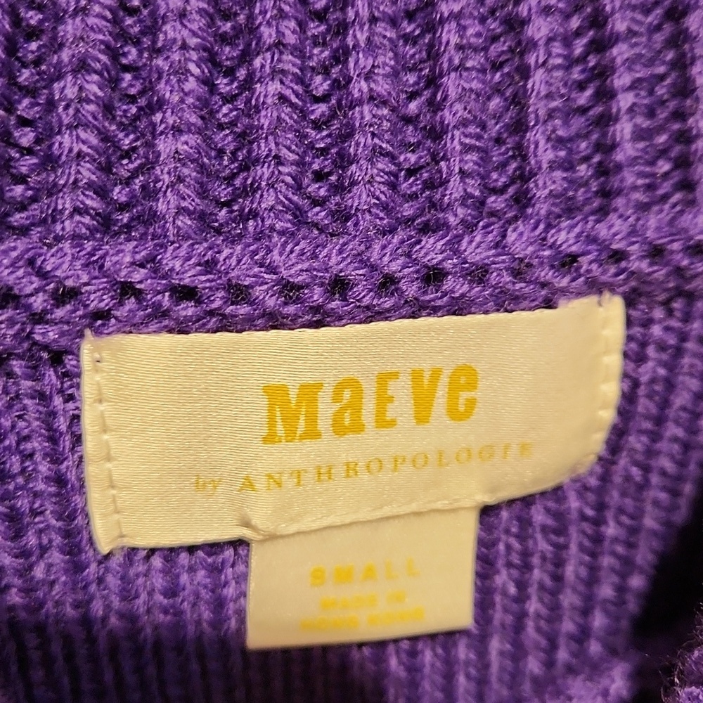 ❤️ ANTHROPOLOGIE MAEVE KIARA TEXTURED MERINO WOOL BLEND SWEATER, PURPLE, SMALL - Picture 12 of 13